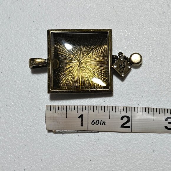 Vintage Gold Tone Square Pendant Crystal Charm Hinged Closure Fashion Jewelry - Picture 6 of 6